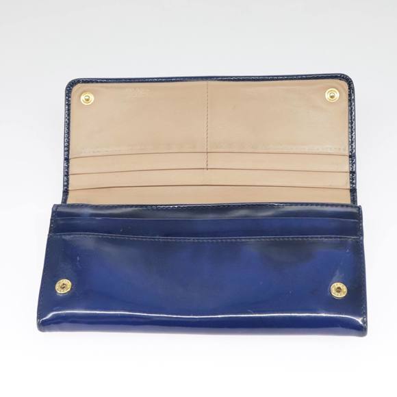 PRADA Long Wallet Enamel Blue Gold Auth 99227 - Picture 8 of 16